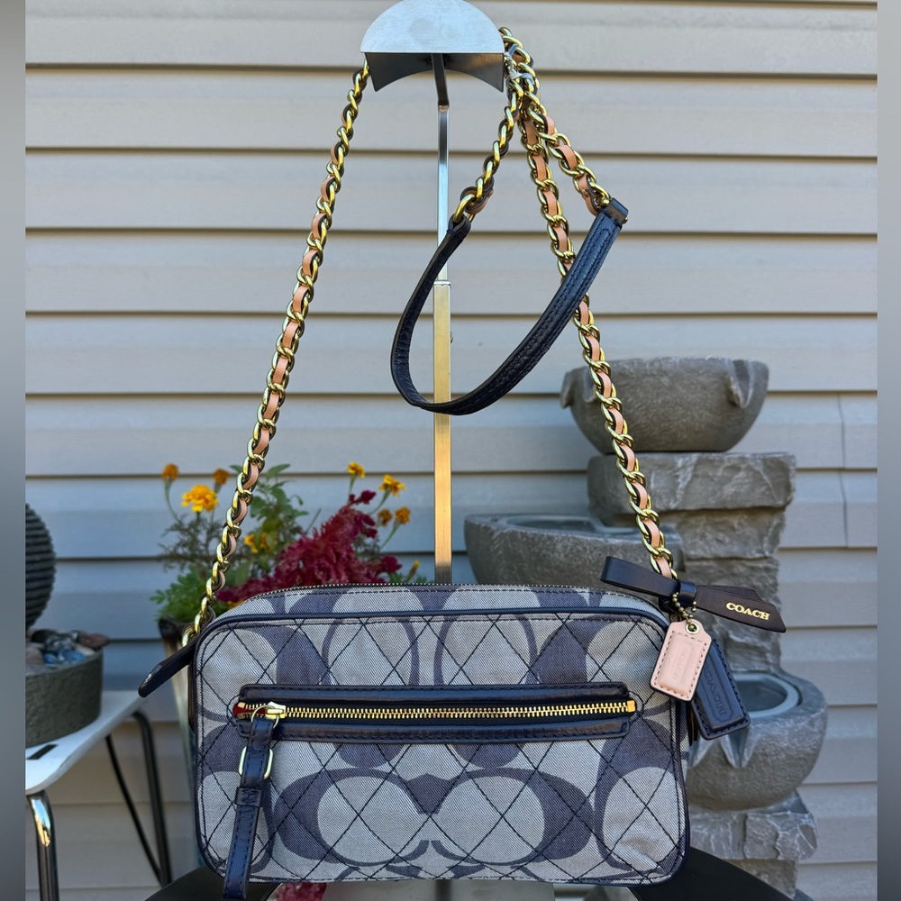Coach Poppy Quilted Denim Flight Bag